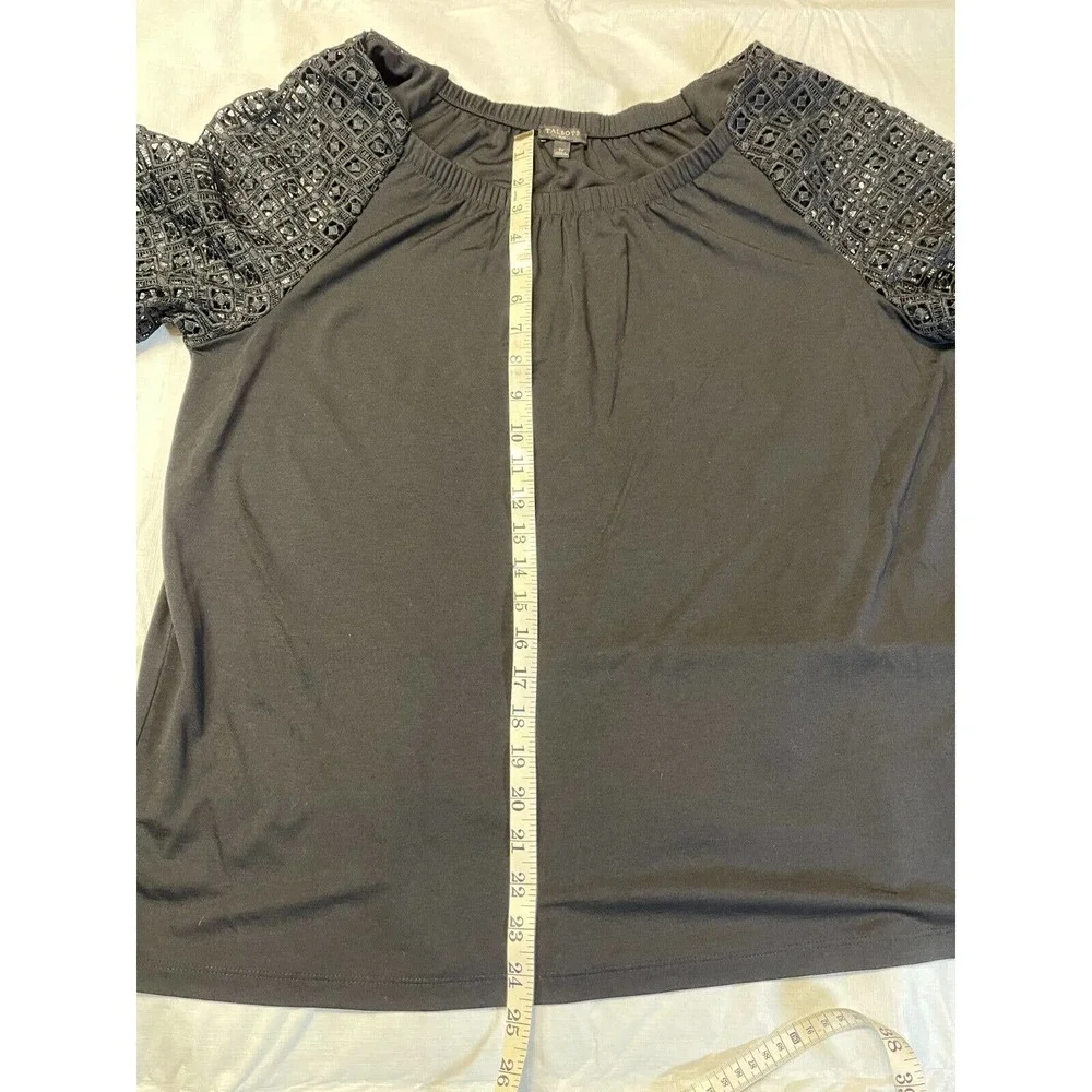 Talbots Off The Shoulder Plus Sz 1X Top Black 3/4 Cut-Out Sleeve Womens - Picture 6 of 8